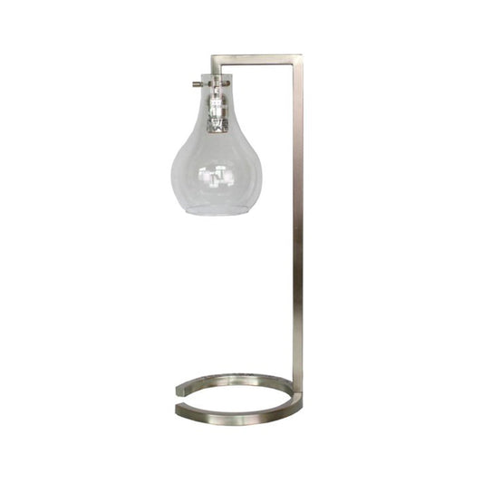 Tours Metal 18" Table Lamp with Glass Shade, Silver