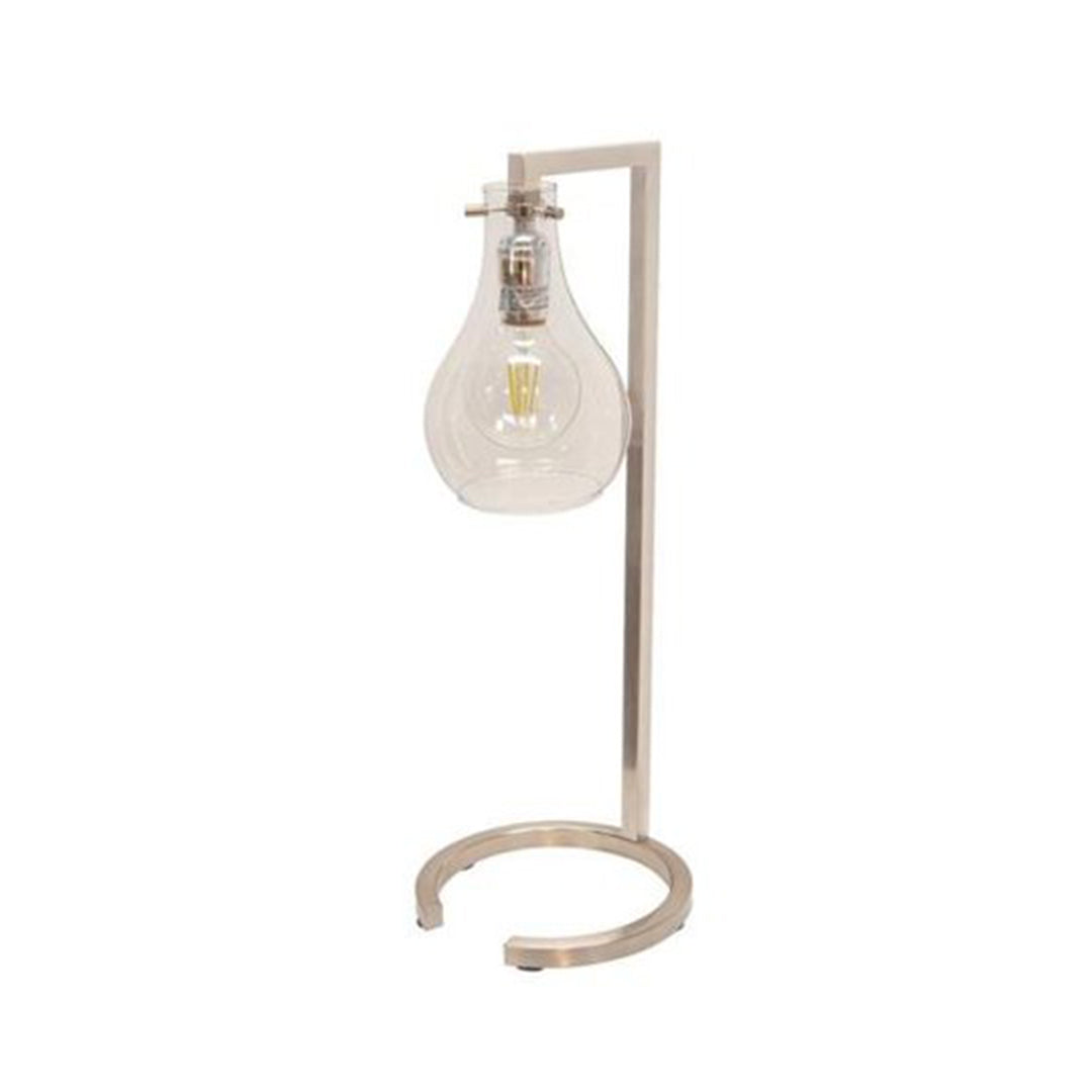 Tours Metal 18" Table Lamp with glass Shade, Silver