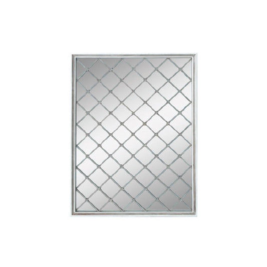 Wood Framed Wall Mirror with Metal Lattice