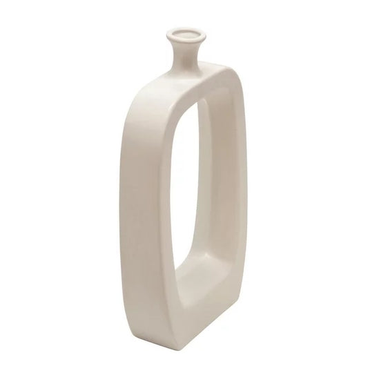 Cutout Midden Vase 18", White