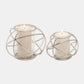 6" Orb Candle Holder Set Of 2 , Silver