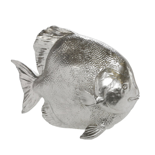 Polyresin 10" Fish Figurine, Silver