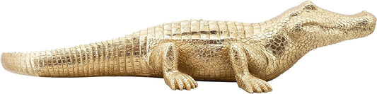 Polyresin 16" Crocodile Figurine, Gold