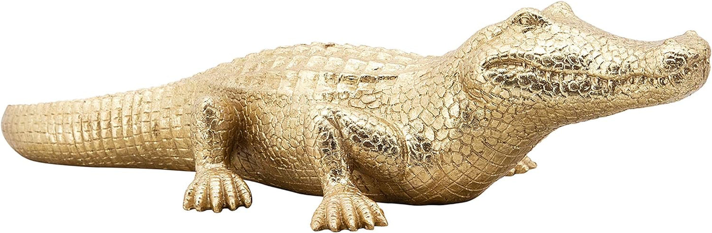 Polyresin 16" Crocodile Figurine, Gold