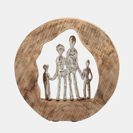 Aluminum Family In Mango Wood, Silver, Brown