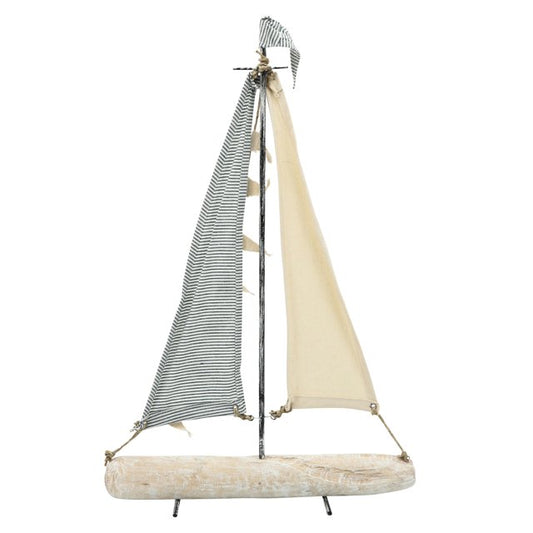 25" Iron Sailboat W/ Cloth Sails