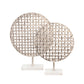 18" Metal Round Mesh Deco On Marble Base, Silver