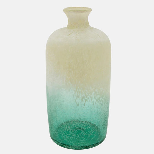 16"H Frosted Glass Vase, Green