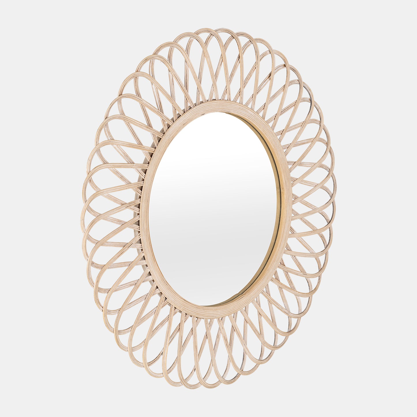 Wicker 35" Daisy Mirror, Natural