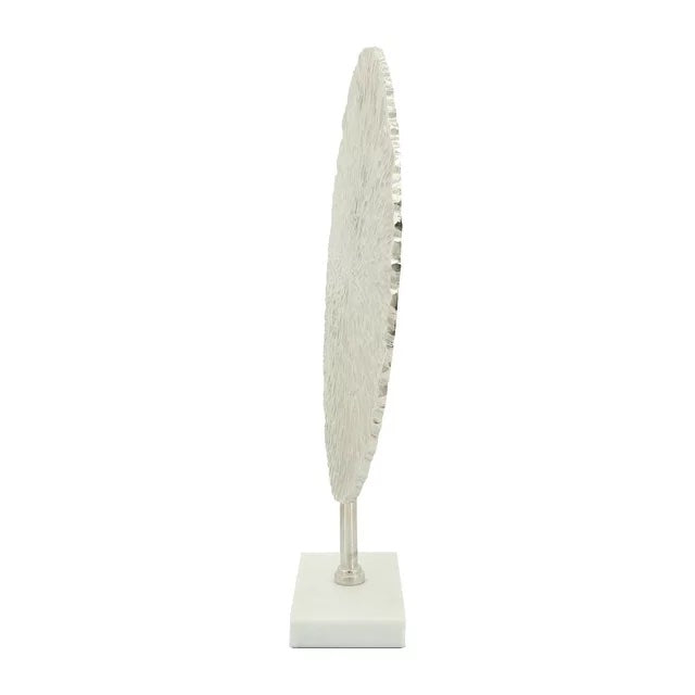 21"H Metal Textured Disk On Stand, Silver