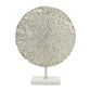 19"H Metal Textured Disk On Stand, Silver