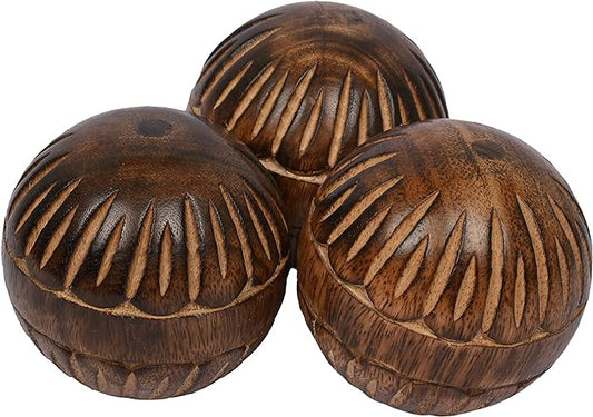 8/6/5" Mango Wood Decorative Ball, Natural Set Of 3