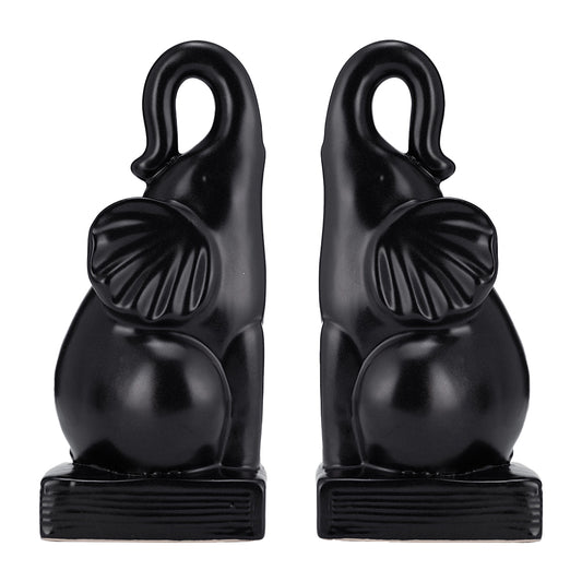 Elephant Bookends Black, Set Of 2