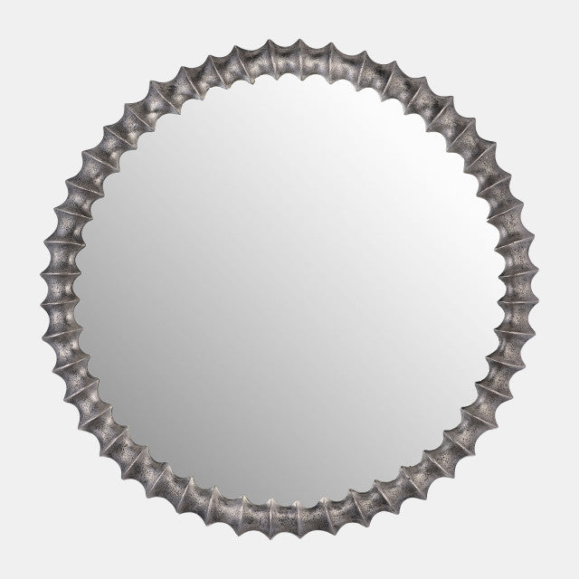 29" Metal Ring Texture Mirror, Brushed, Nickel