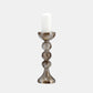 15 In. Glass Bubbly Candle Holder; Brown & Gold