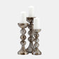 15 In. Glass Bubbly Candle Holder; Brown & Gold