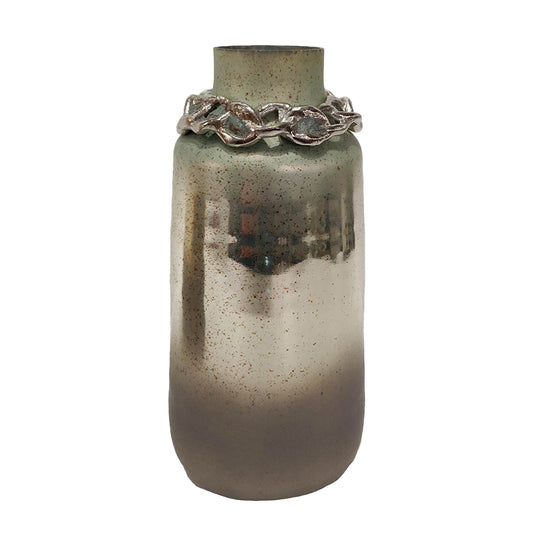 Aloe Glass Vase 15" with Bracelet Nickel