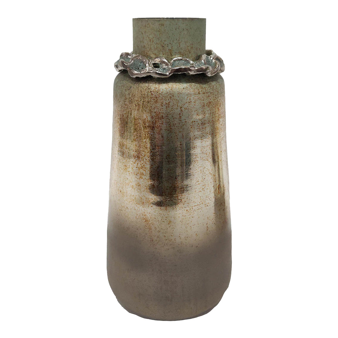 Aloe Glass Vase 17" with Bracelet Nickel