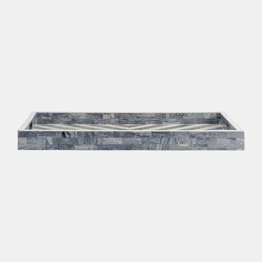 Resin Chevron Trays, Gray/White Set Of 3