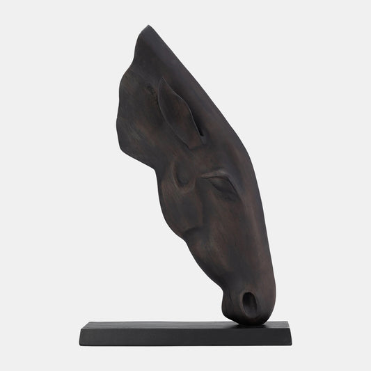 24" Metal Horse Head Sculpture, Black