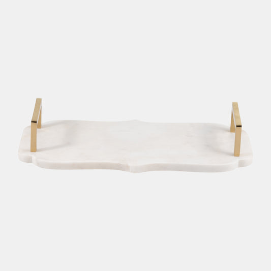 15/18" Marble S/2 Accent Trays, White