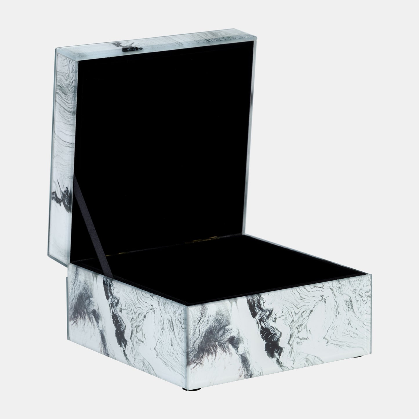 6 x 5 In. Glass Jewelry Box Silver Tops, Gray