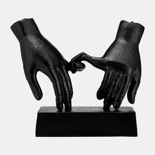 11 Inch Metal Entwined Hands Sculpture - Black