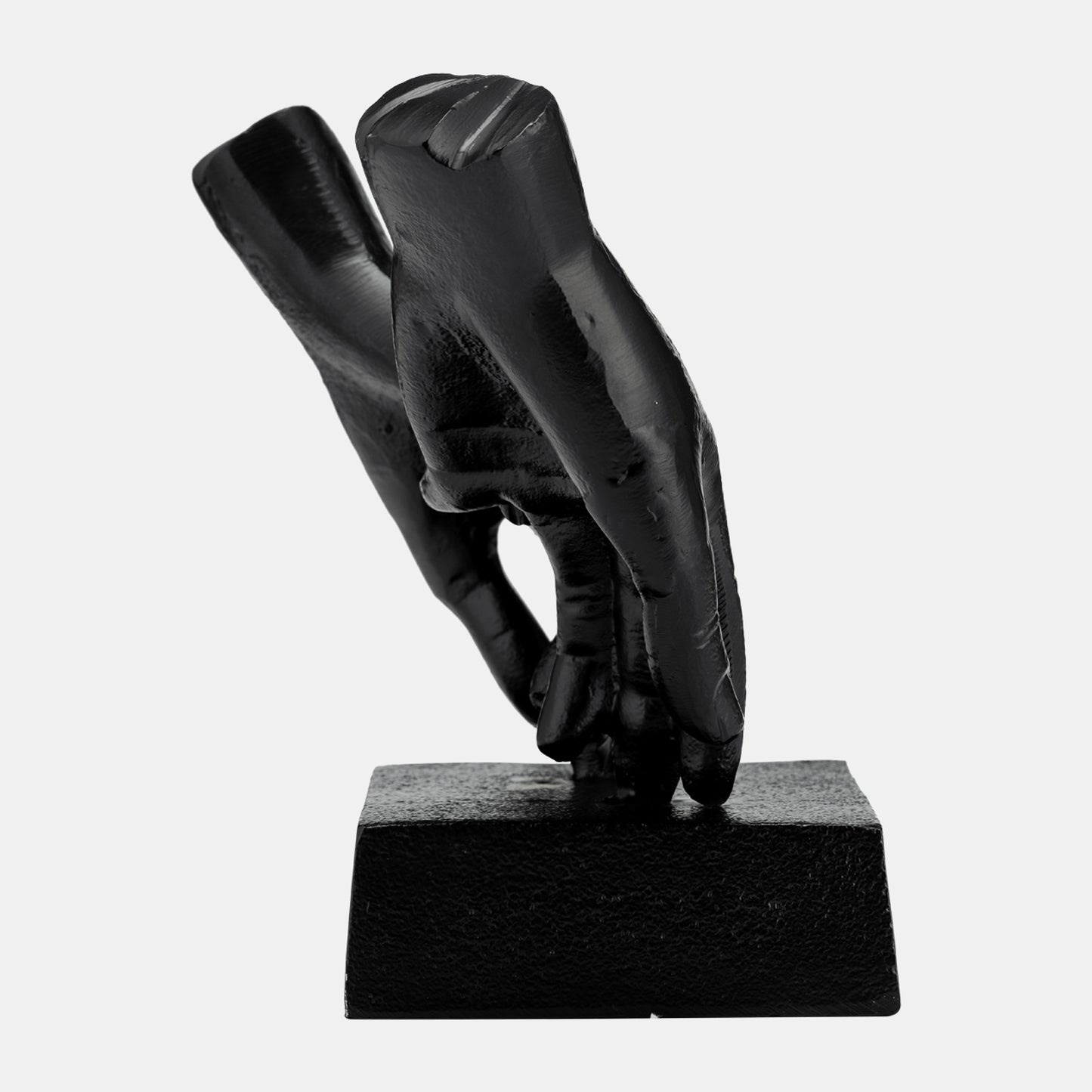 11 Inch Metal Entwined Hands Sculpture - Black