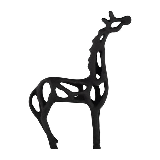 16"h Metal Giraffe Illusion Sculpture,black