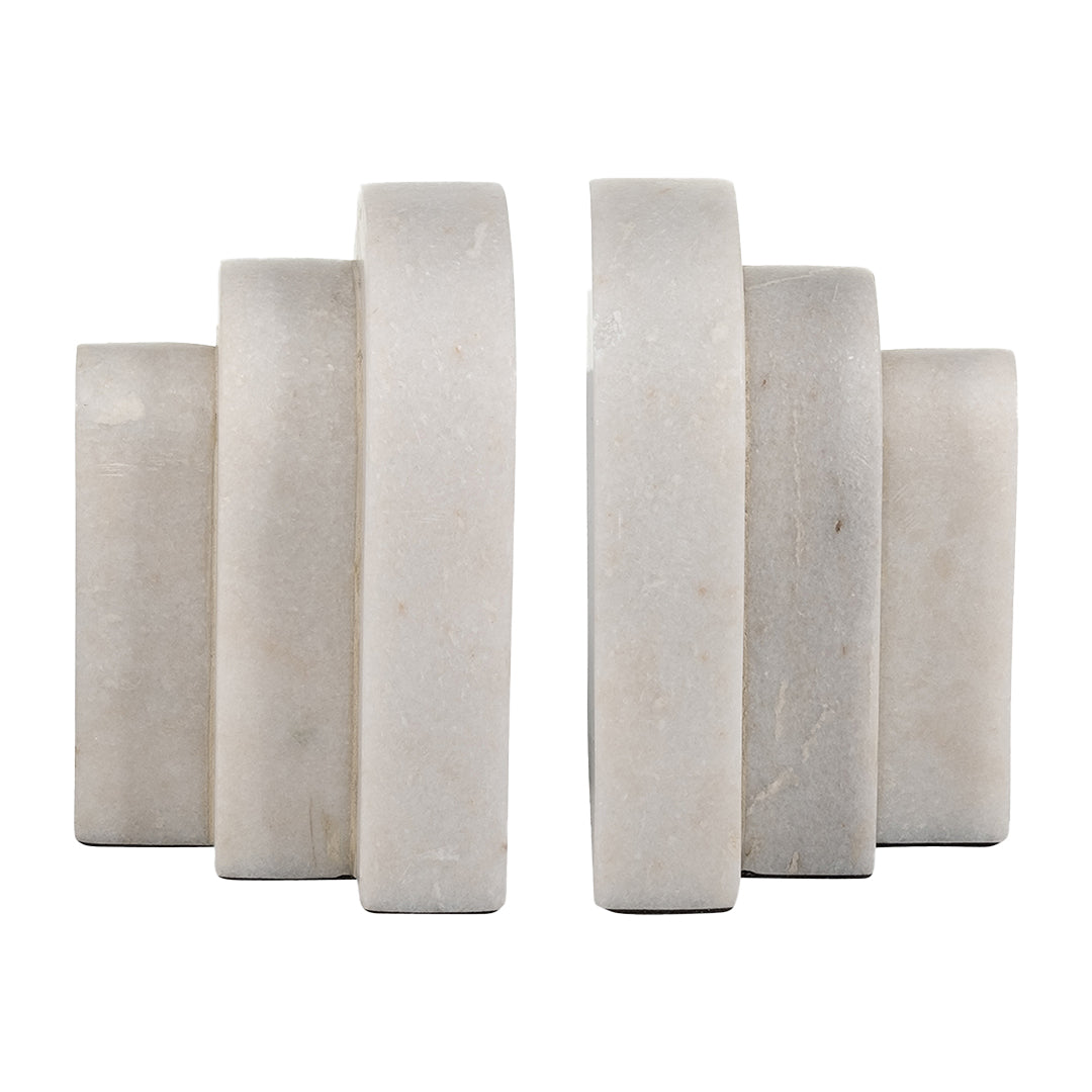 Marble Layered Arches Bookends, Set Of 2