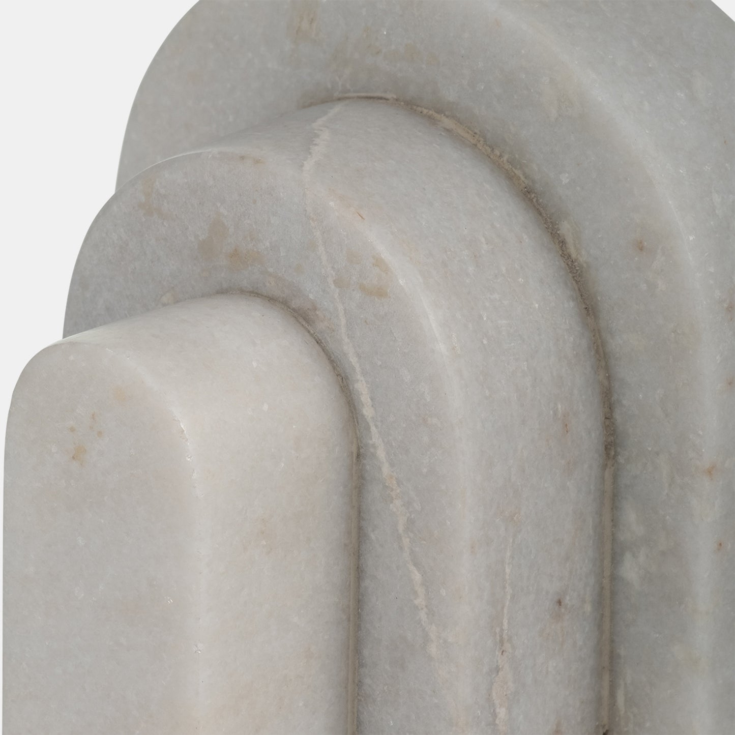 6" Marble, Layered Arches Bookends,white Set Of 2