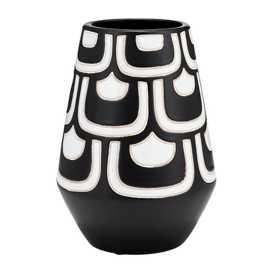 Ceramic Tribal Vase, Black and White