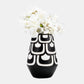 Ceramic 10"H Tribal Vase, Black/White