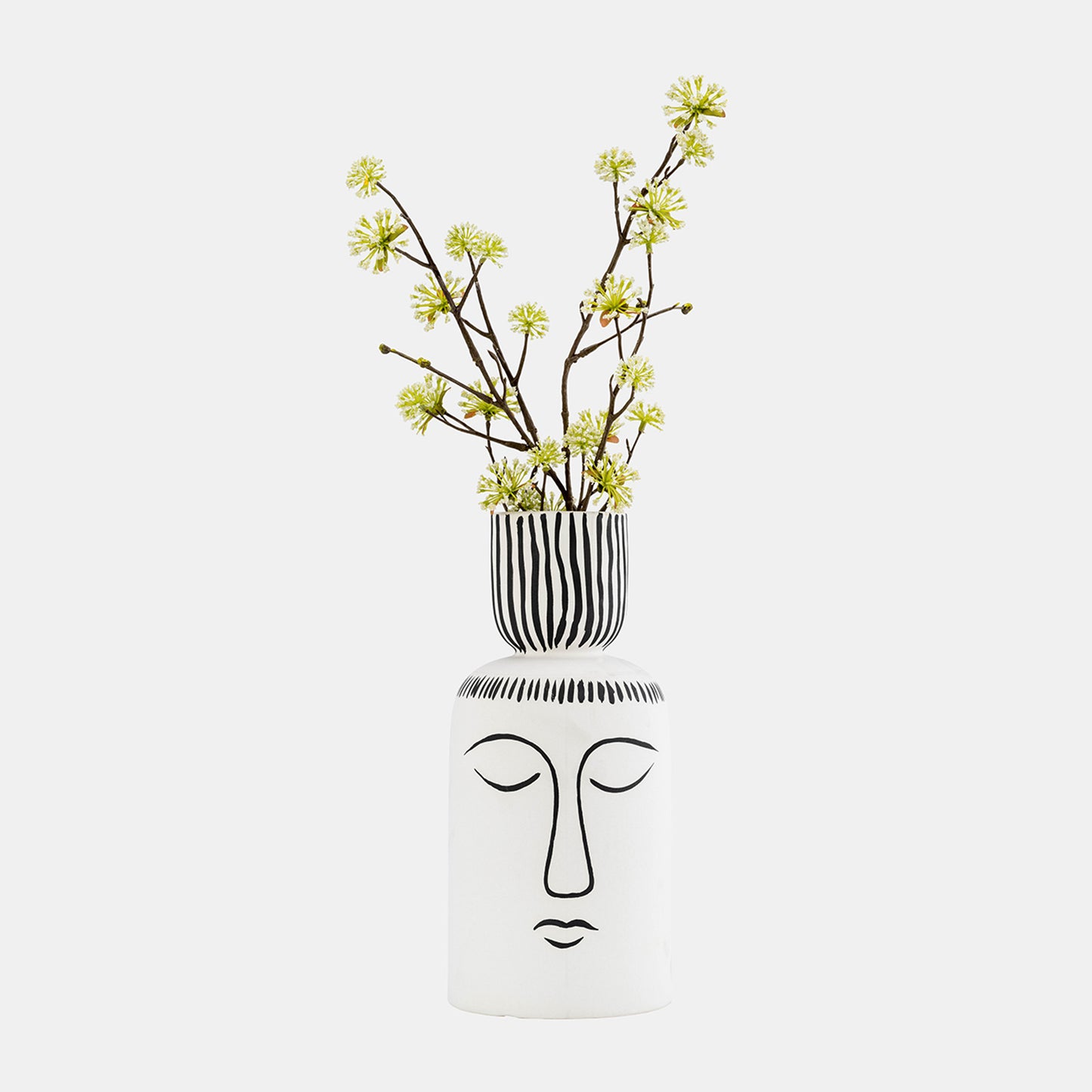 11" Ceramic Sleeping Man Flower Vase, White/black