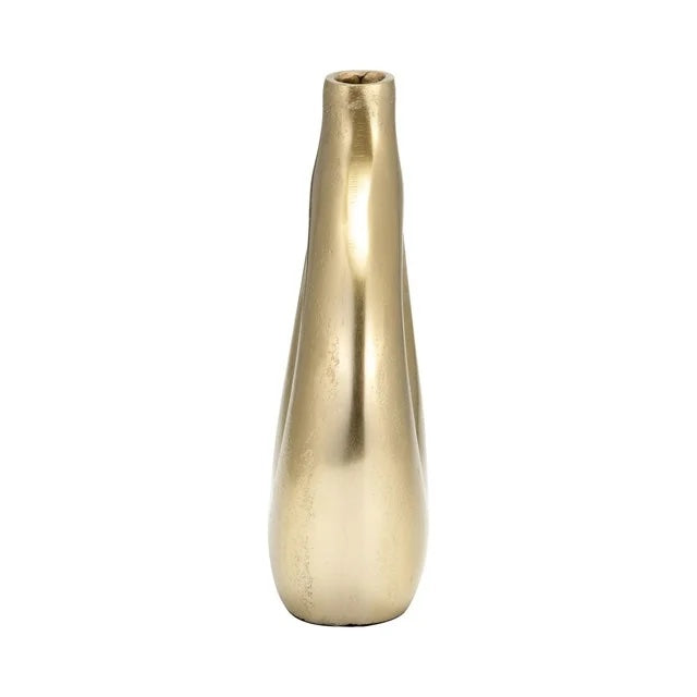 10" Metal Open Cut Vase, Gold