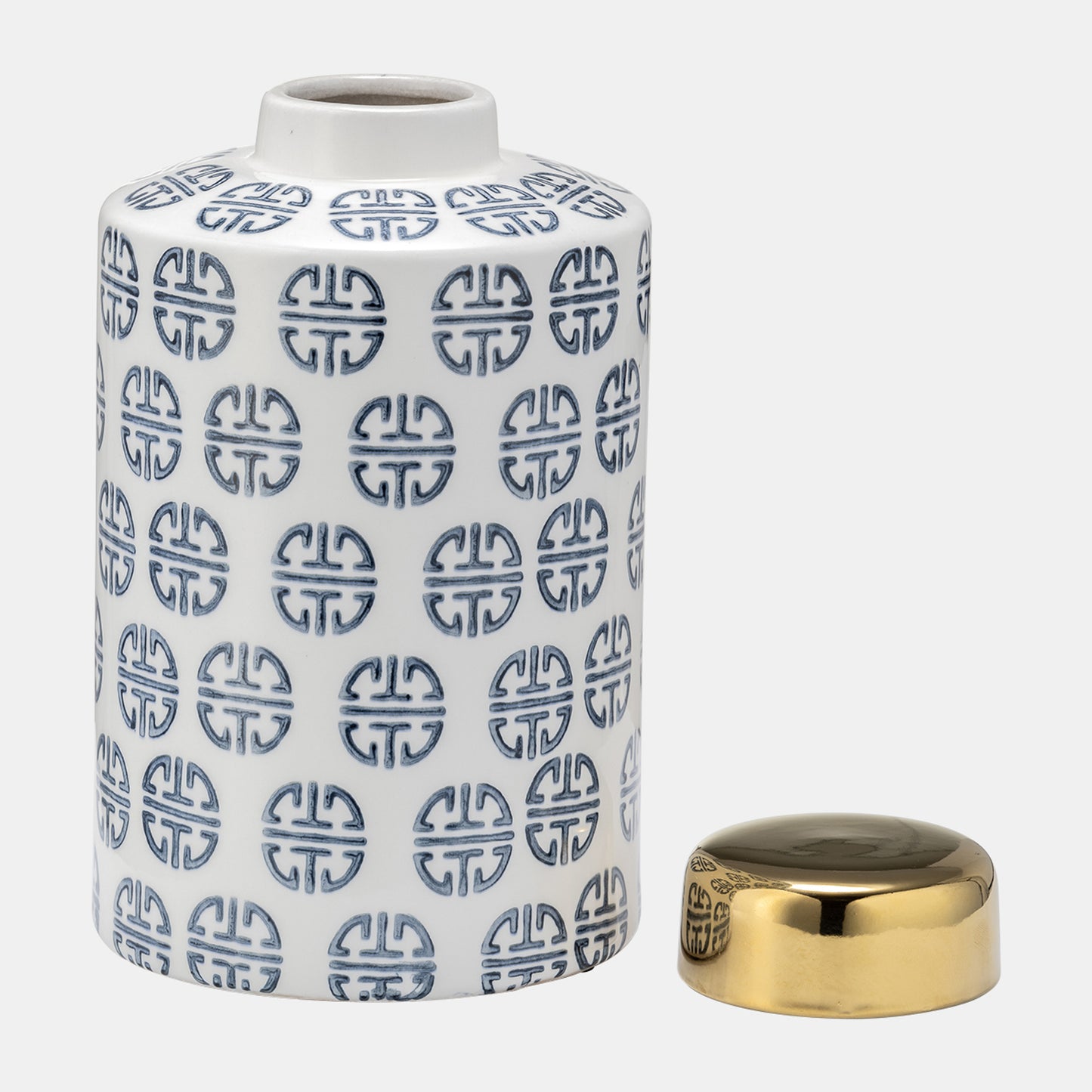 Ceramic Modern Ginger Jar, Navy/white