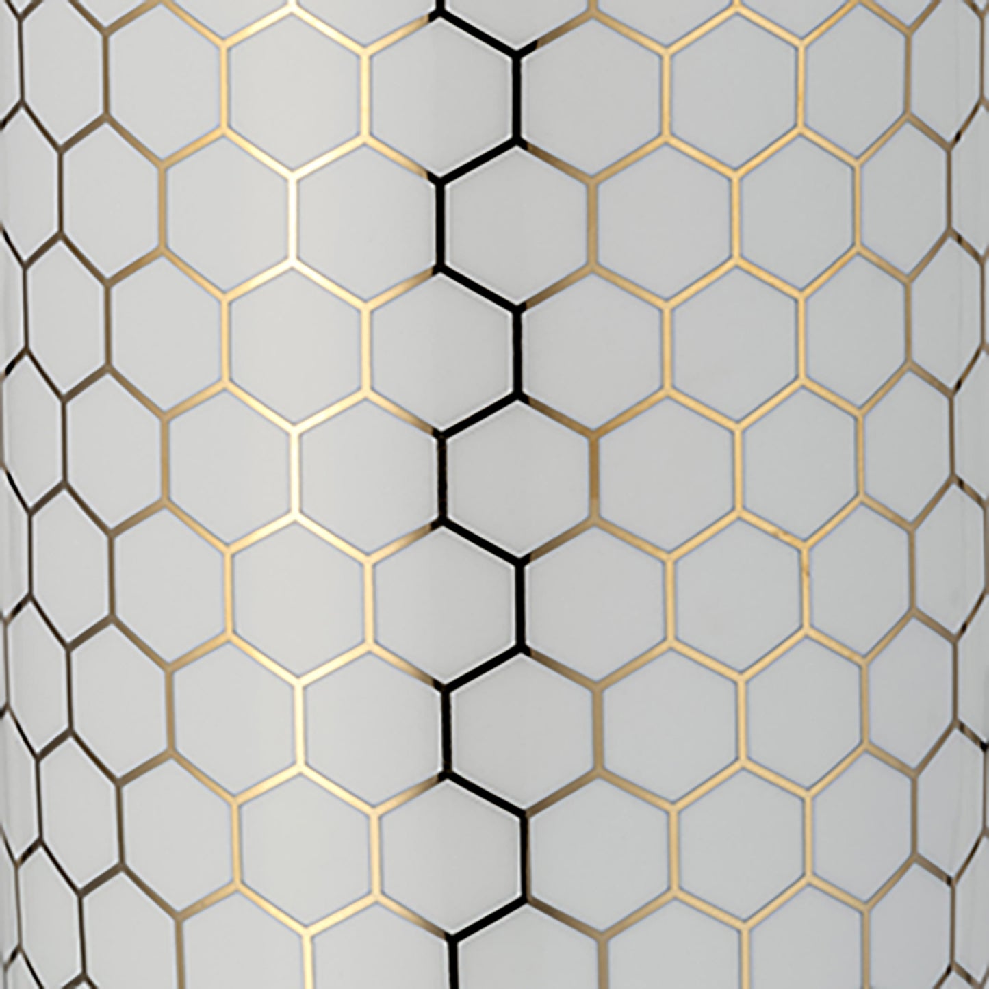 16" Cer,  Honeycomb Jar W/ Lid, Gold