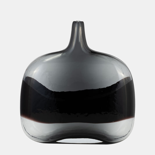 12" Glass 2-tone Vase, Smoke/black