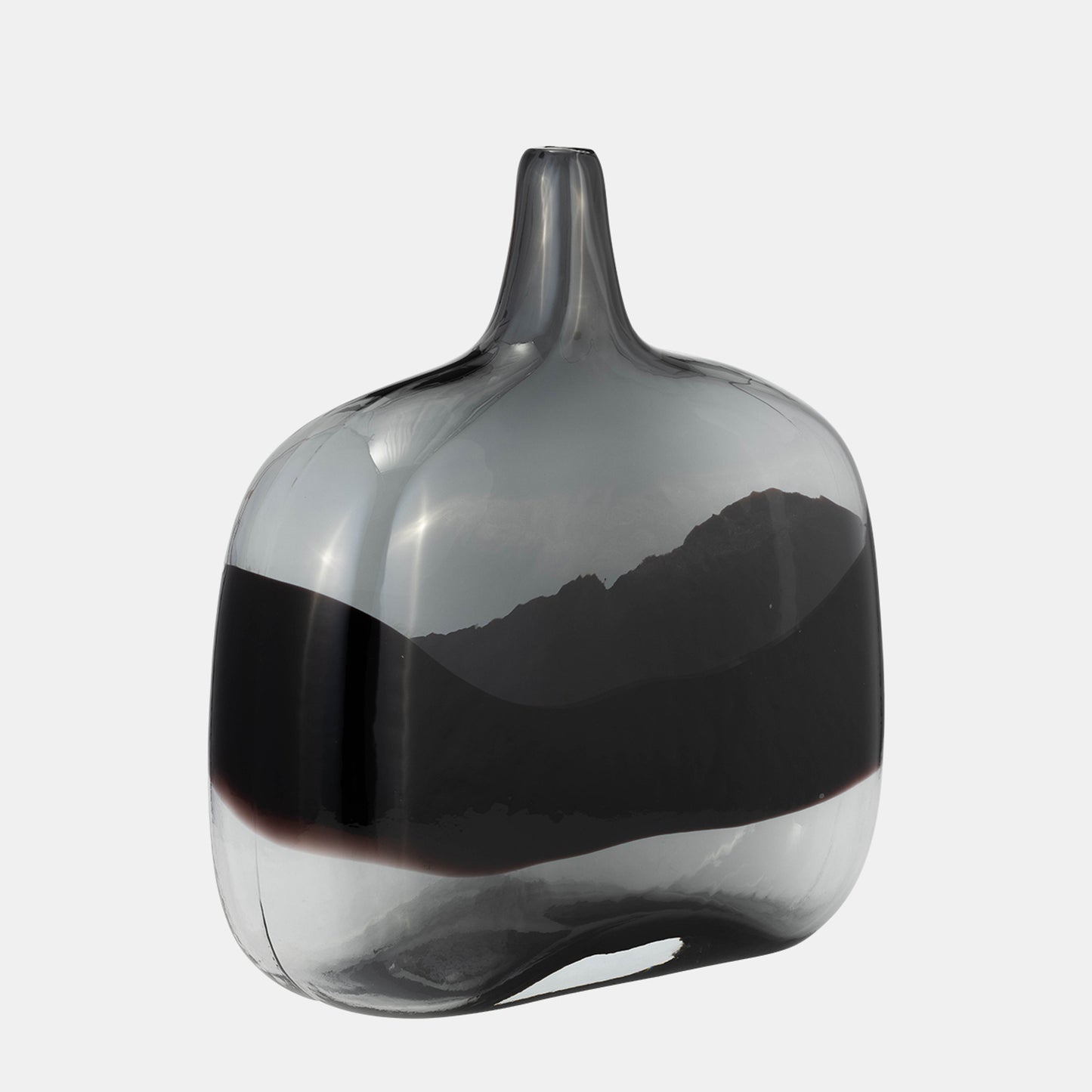 12" Glass 2-tone Vase, Smoke/black