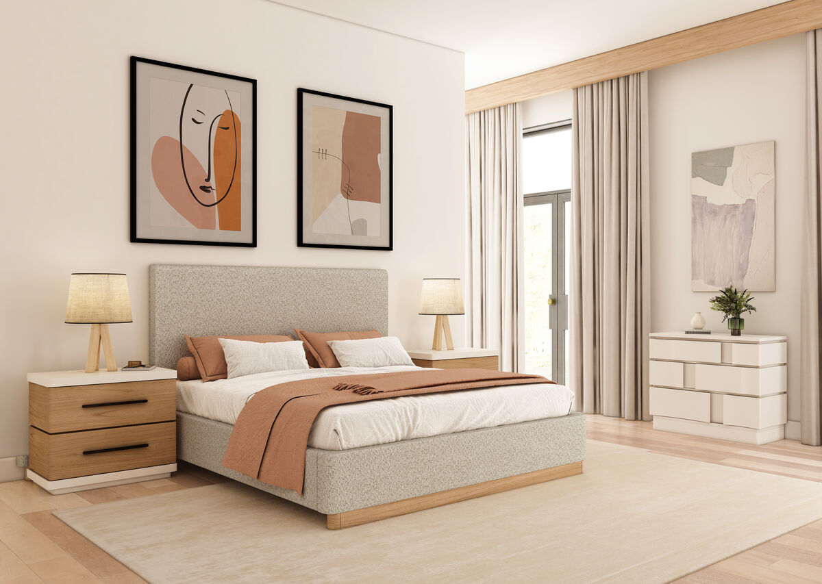 Portico King Upholstered Bed with End Panel