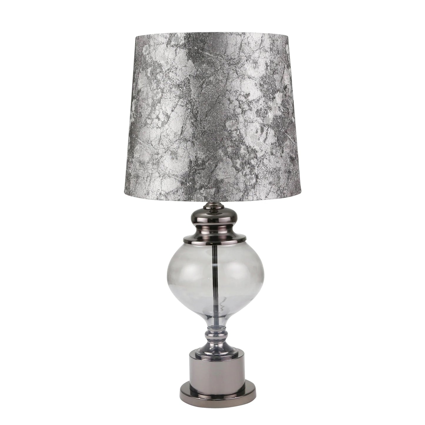 33" Glass Urn Table Lamp, Smoke Gray