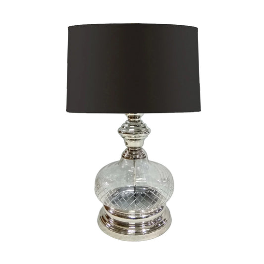 Glass & Stainless Steel Table Lamp; Silver & Clear