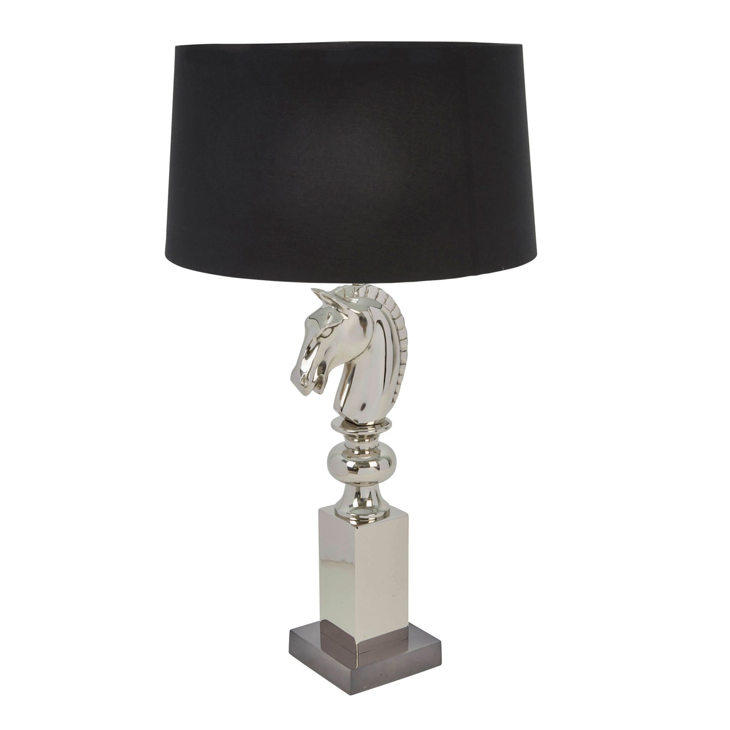31" Stainless Steel Horse Head Table Lamp, Silver