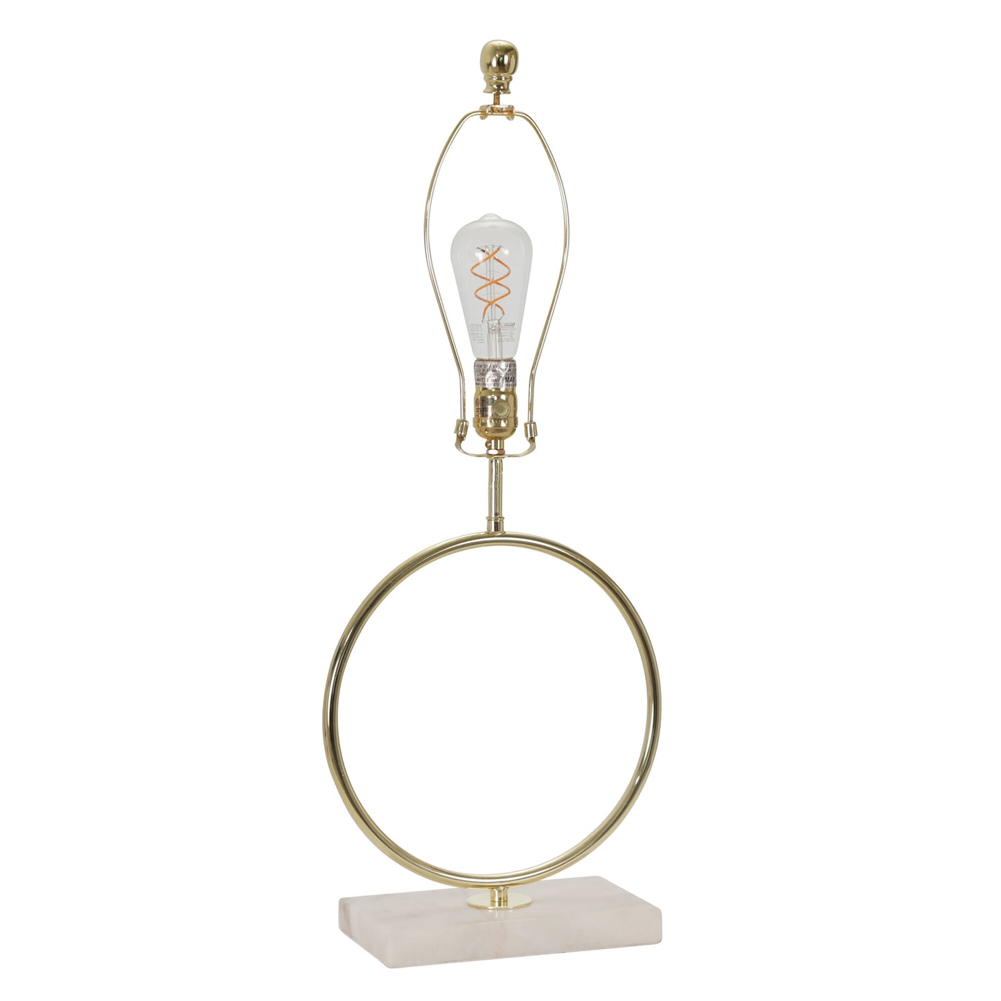 15 Inch Metal Ring Table Lamp with Marble Base - Gold