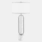 Metal And Marble Table Lamp, Gold and white