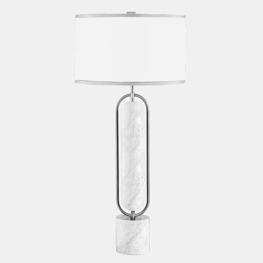 Metal And Marble Table Lamp, Gold/white