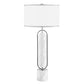 Metal And Marble Table Lamp, Gold and white