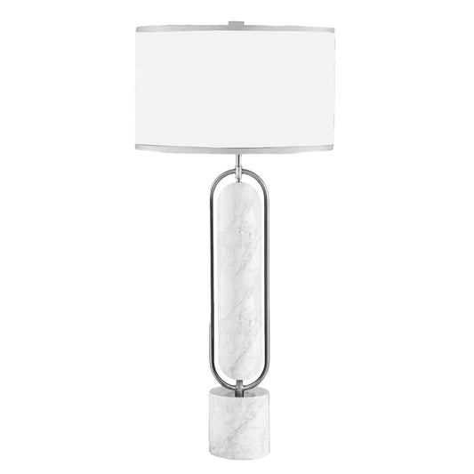 Metal And Marble Table Lamp, Gold and white