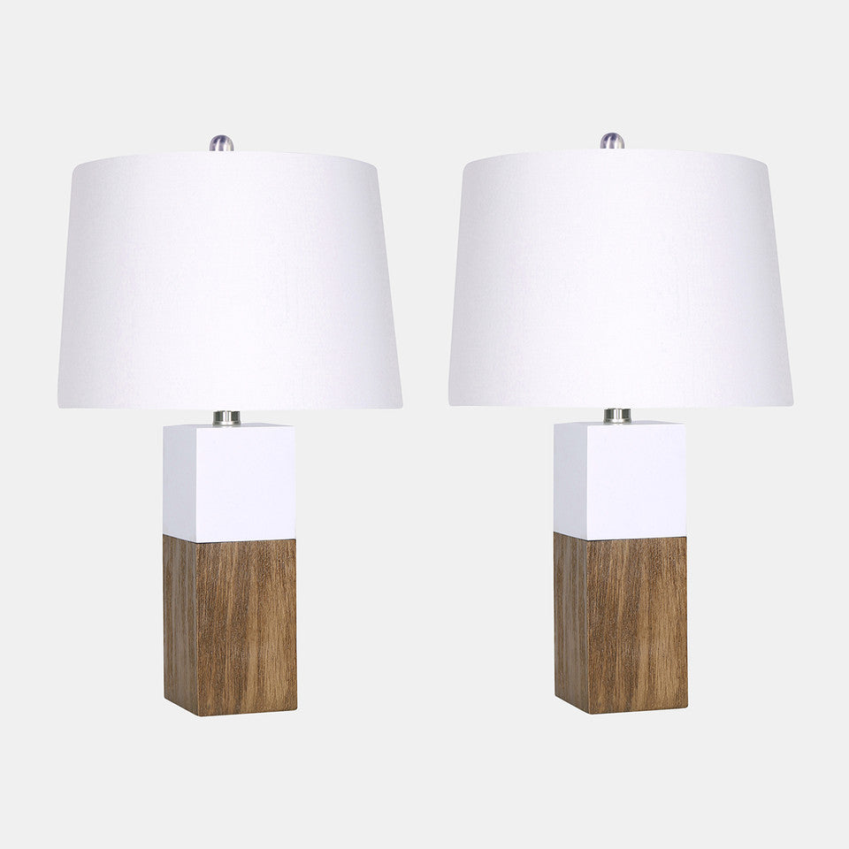 21"h, Wood Finish Table Lamps,walnut/white