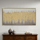 59x30 Handpainted Abstract Canvas W/ Gold Foil - Ivory And Beige